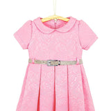 Girls collared short sleeve dress with belt; perfect for christmas gift ideas