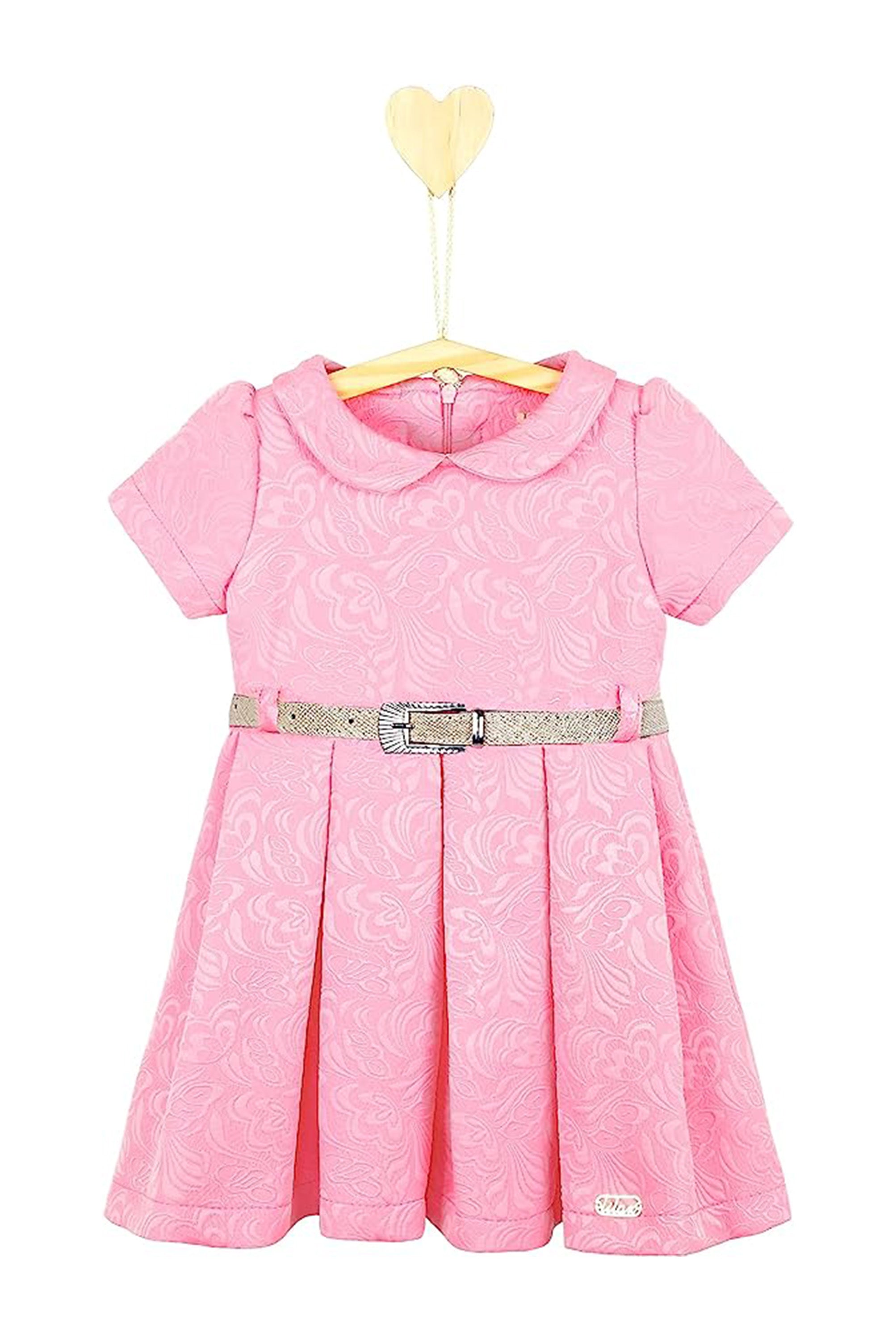 Little Girls' Occasion Dress with Shimmer Belt Flocked LILAX