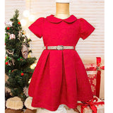 Girls collared short sleeve dress with belt; perfect for christmas gift ideas