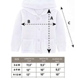 Baby Boys' Hooded Cardigan, Soft Knit Ribbed Buton Closure Sweater