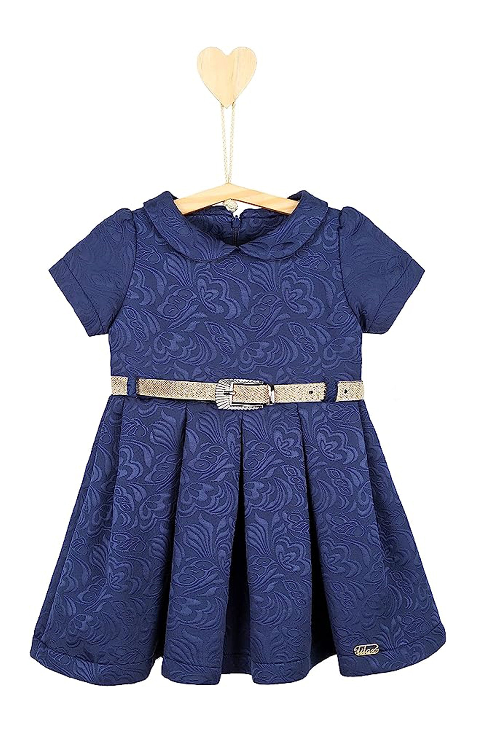 Little Girls' Occasion Dress with Shimmer Belt Flocked LILAX