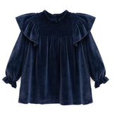 Baby velvet dress with ruffle shouders; perfect for baby girl clothes and Christmas gift ideas  