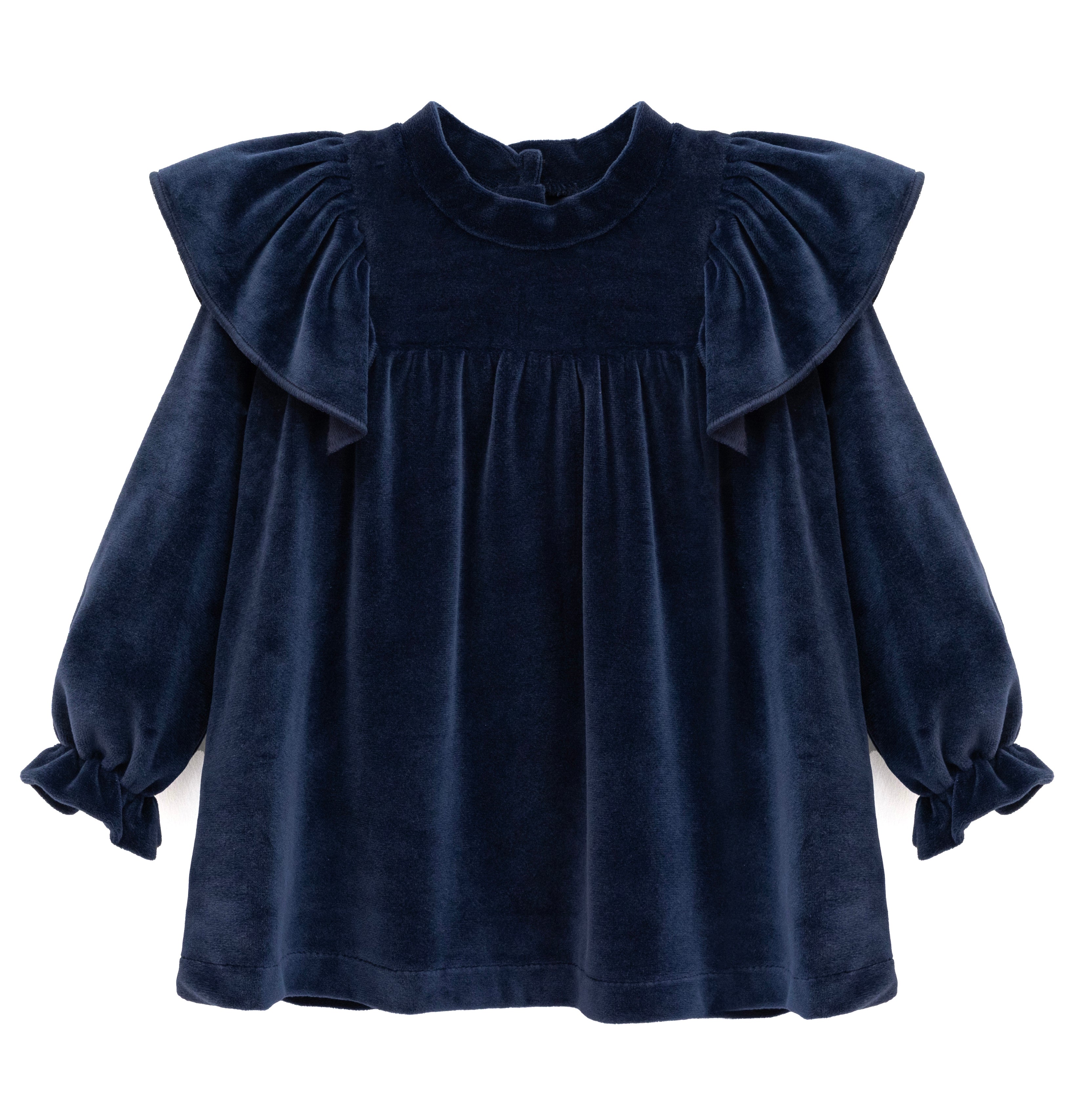 Baby velvet dress with ruffle shouders; perfect for baby girl clothes and Christmas gift ideas  