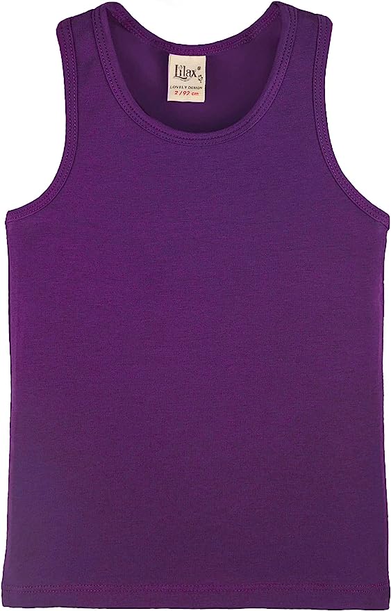 Girls' Soft Solid Cotton Blend Racerback Tank Top / 11-12 Years LILAX