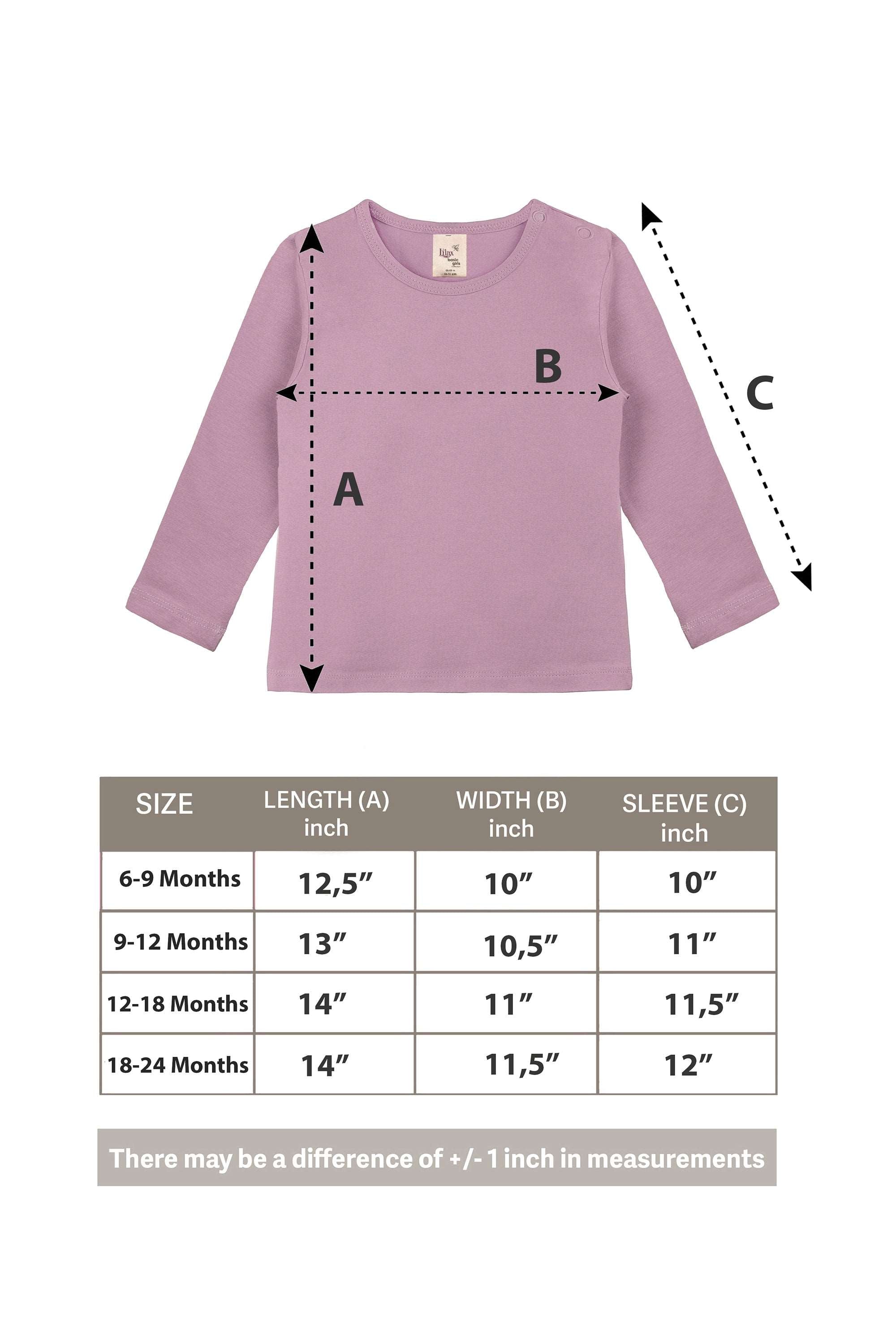 Baby Girls' Basic Long Sleeve Round Neck T-Shirt / 12 to 24 Months