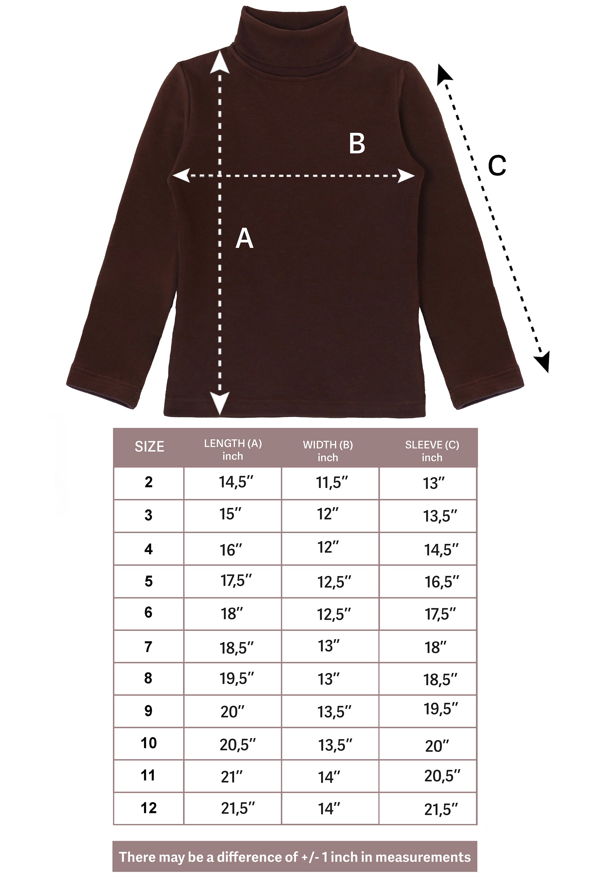 Girls' Solid Cotton Shirt Basic Long Sleeve Turtleneck T-Shirt / 5 to 8 Years LILAX