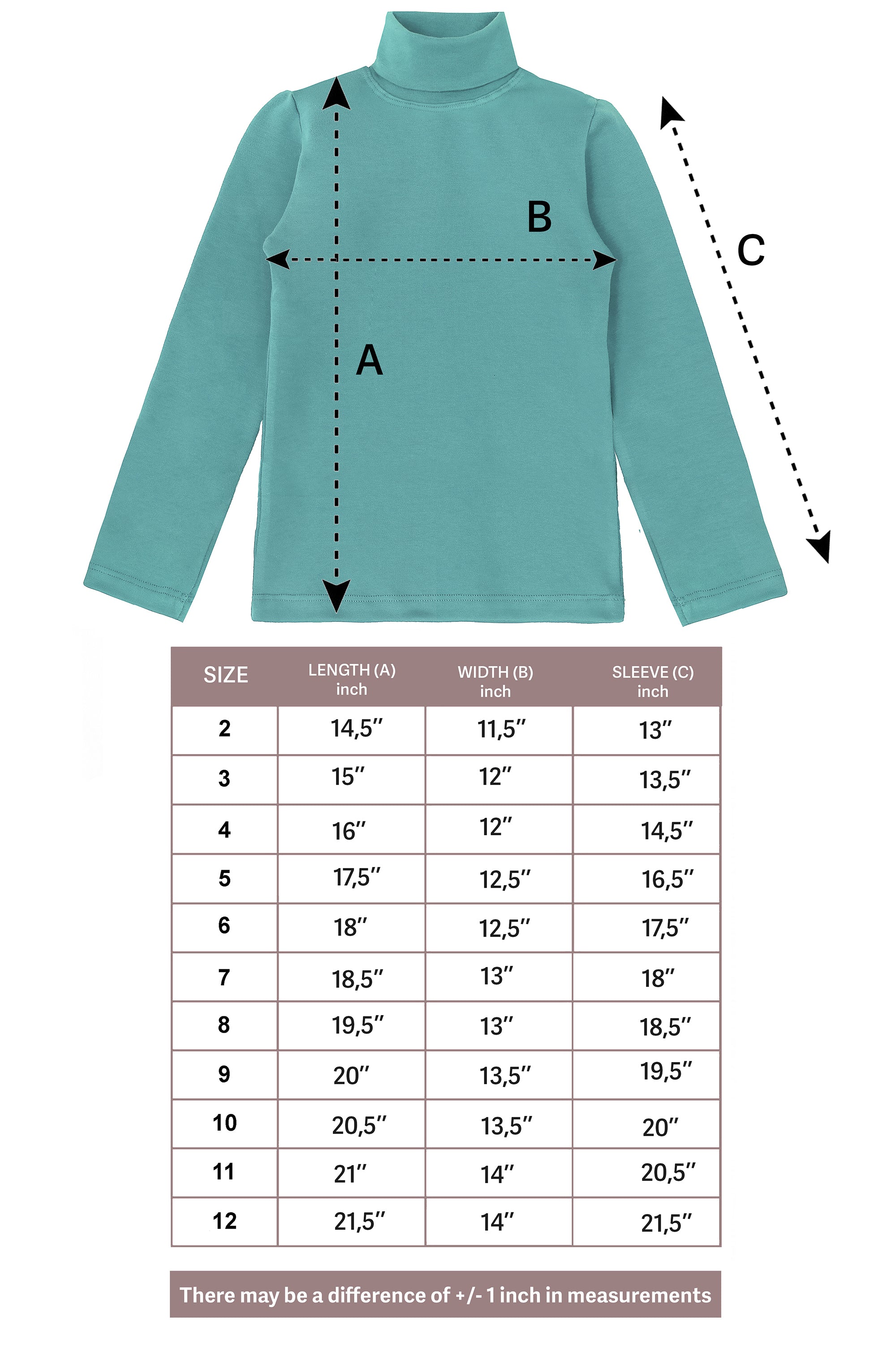 Girls' Solid Cotton Shirt Basic Long Sleeve Turtleneck T-Shirt / Toddler LILAX