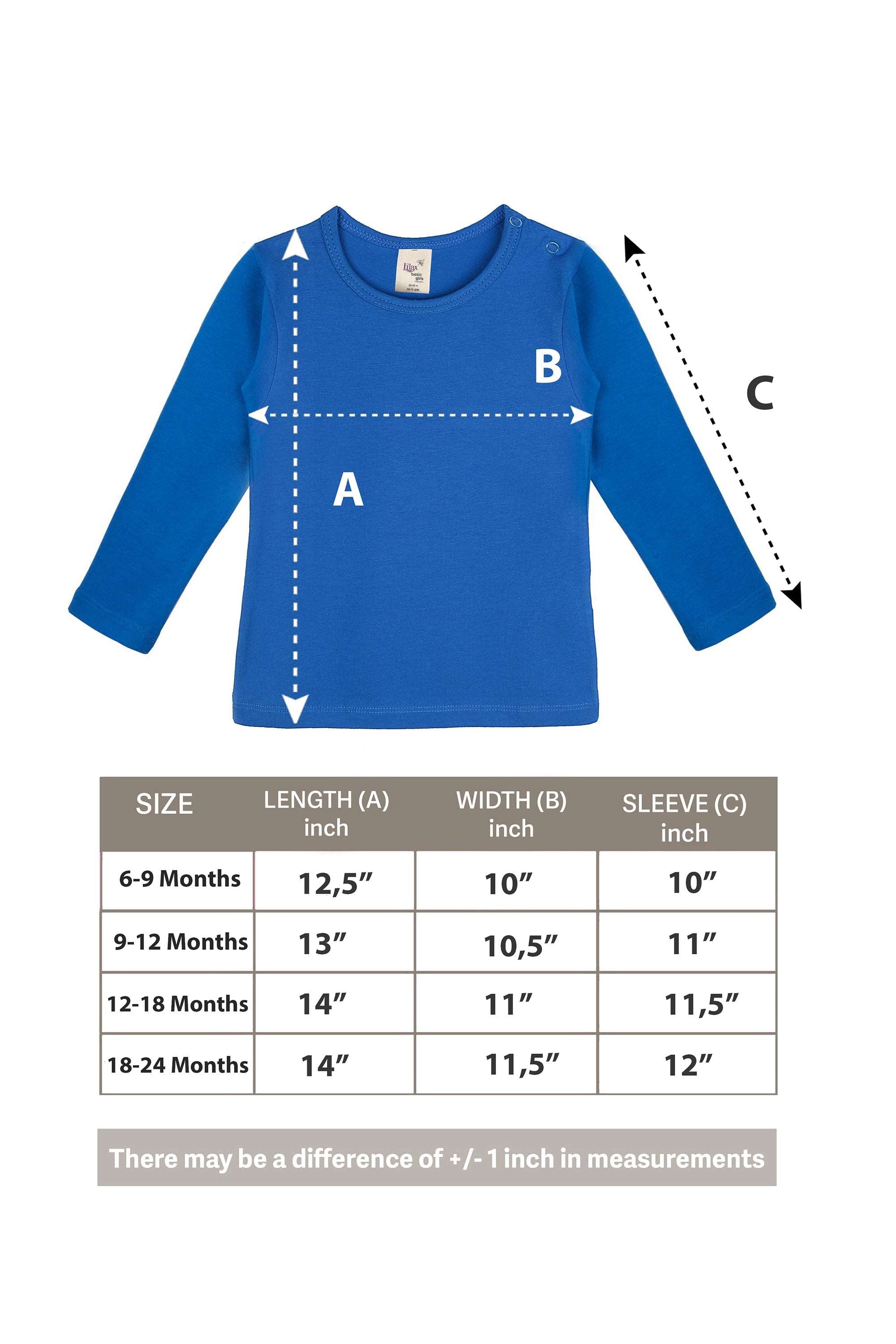 Baby Girls' Basic Long Sleeve Round Neck T-Shirt / 6 to 12 Months LILAX