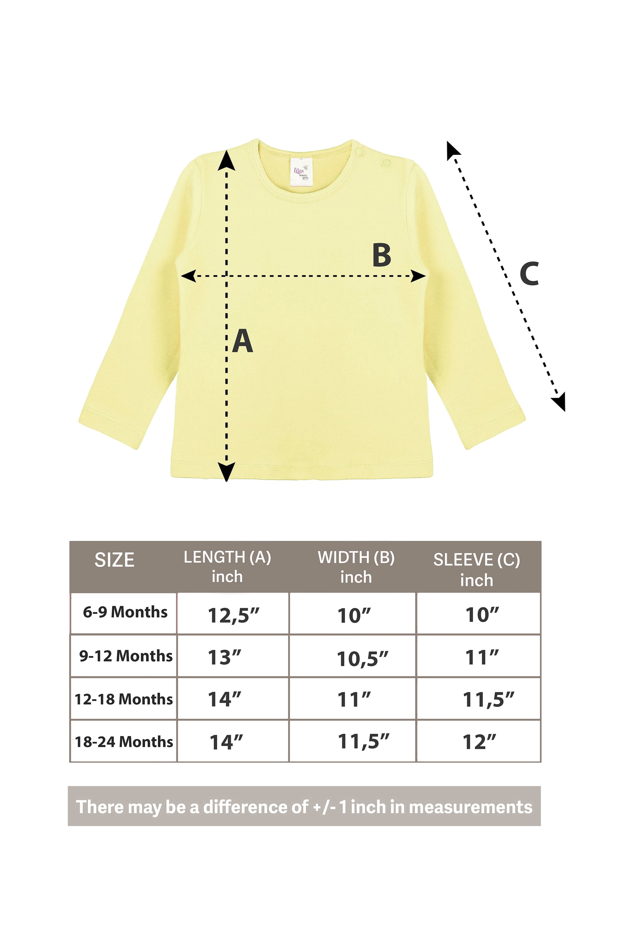 Baby Girls' Basic Long Sleeve Round Neck T-Shirt / 6 to 12 Months LILAX