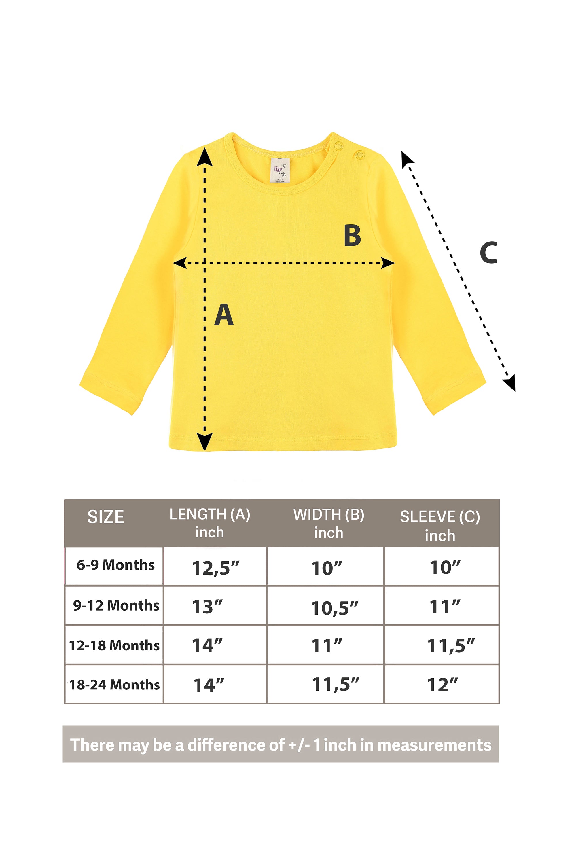 Baby Girls' Basic Long Sleeve Round Neck T-Shirt / 6 to 12 Months LILAX