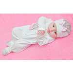 Jeweled crown newborn layette with footie, hat, mittens with bows; perfect christmas pajamas and Christmas gift ideas