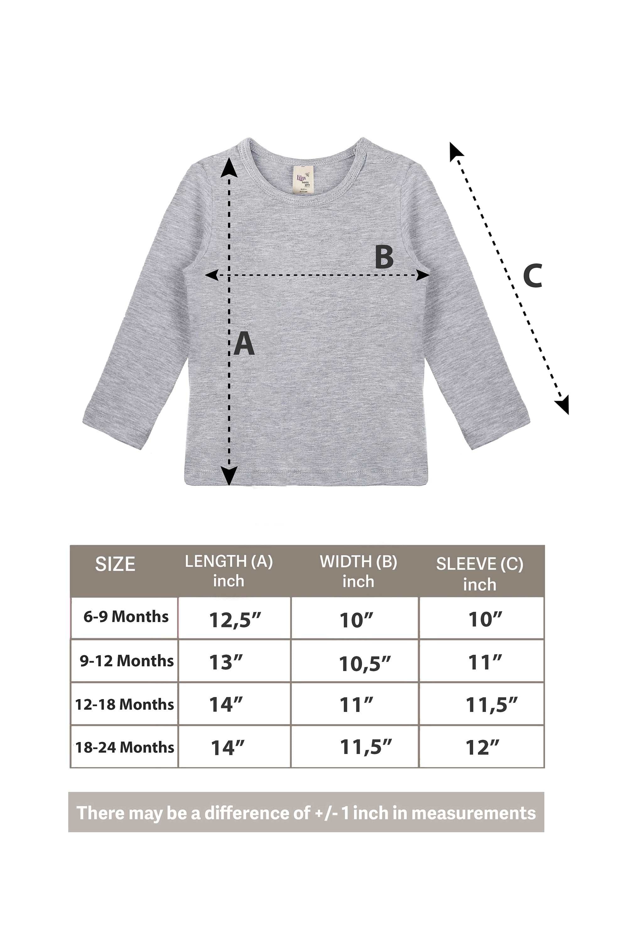 Baby Girls' Basic Long Sleeve Round Neck T-Shirt / 12 to 24 Months