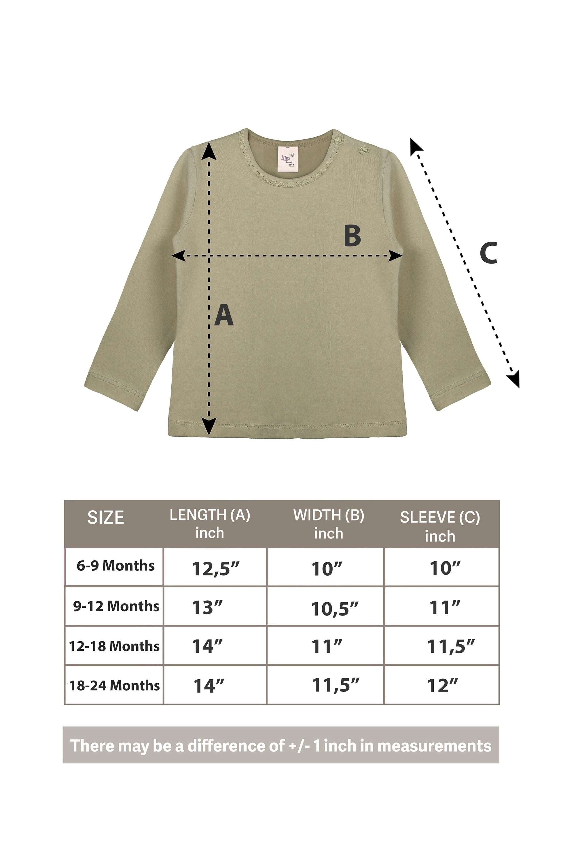 Baby Girls' Basic Long Sleeve Round Neck T-Shirt / 12 to 24 Months