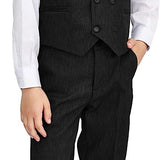 Toddler & Youth Boys 4 Piece Formal Suit Set V-Neck Vest White Dress Shirt Dress Pants and Bowtie LILAX