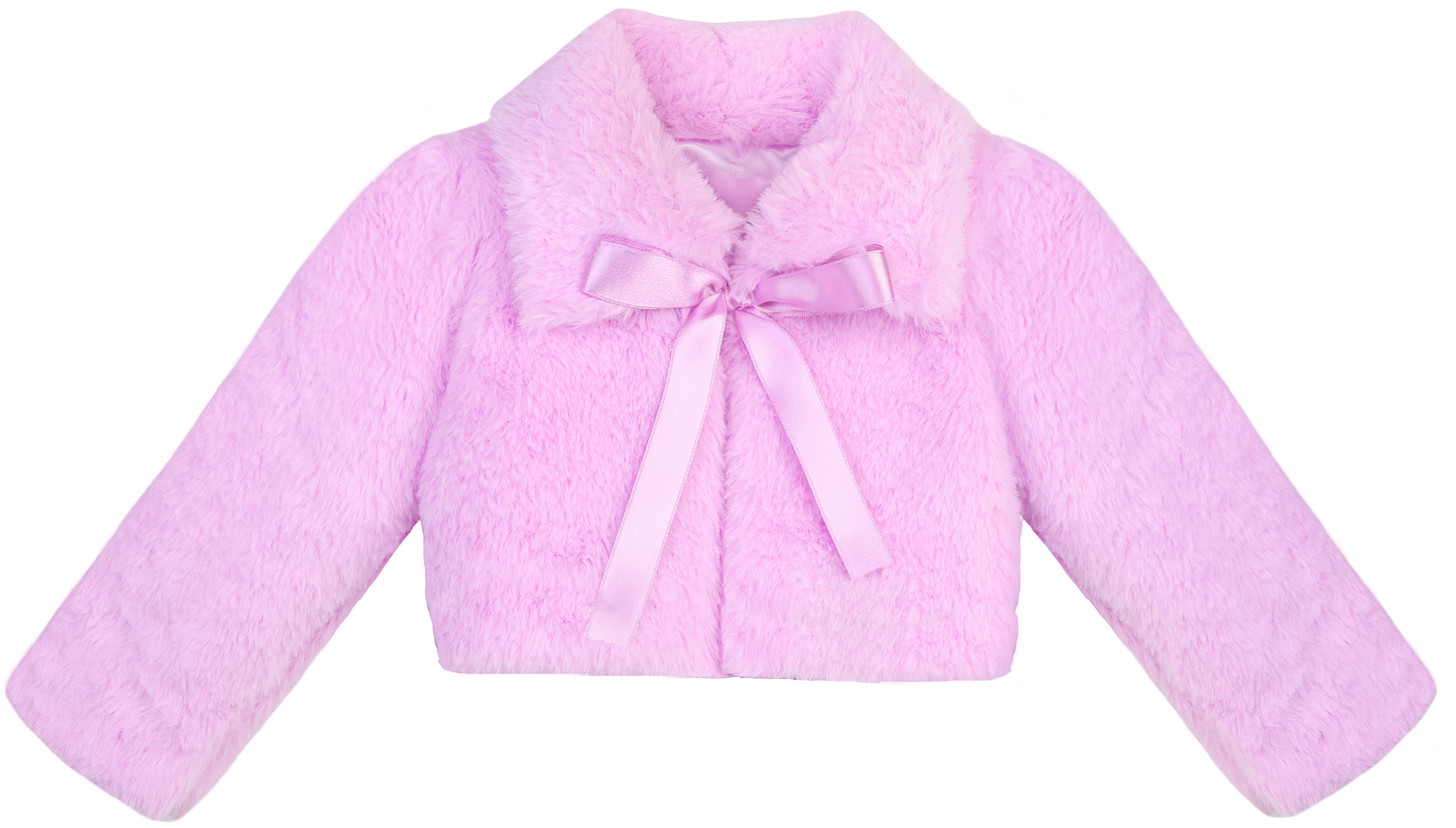 Puffy cozy girls’ bolero jacket with oversized collar and tied bow; perfect girls christmas dress and Christmas gift ideas