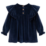 Baby velvet dress with ruffle shouders; perfect for baby girl clothes and Christmas gift ideas  