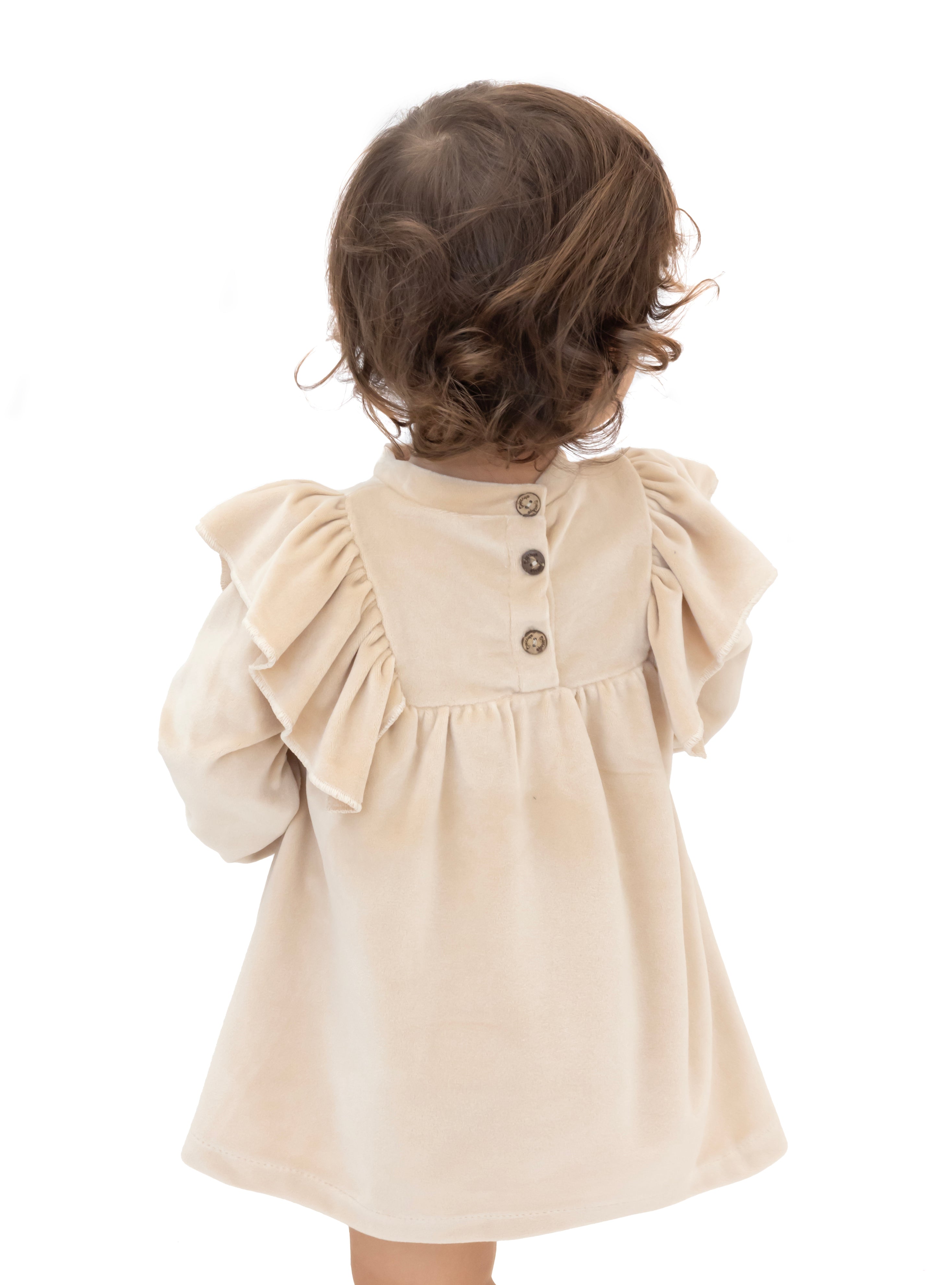 Baby velvet dress with ruffle shouders; perfect for baby girl clothes and Christmas gift ideas  