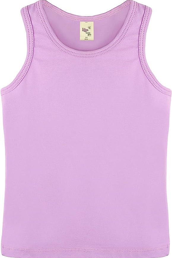 Girls' Soft Solid Cotton Blend Racerback Tank Top / 11-12 Years LILAX