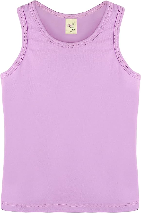 Girls' Soft Solid Cotton Blend Racerback Tank Top / 11-12 Years LILAX