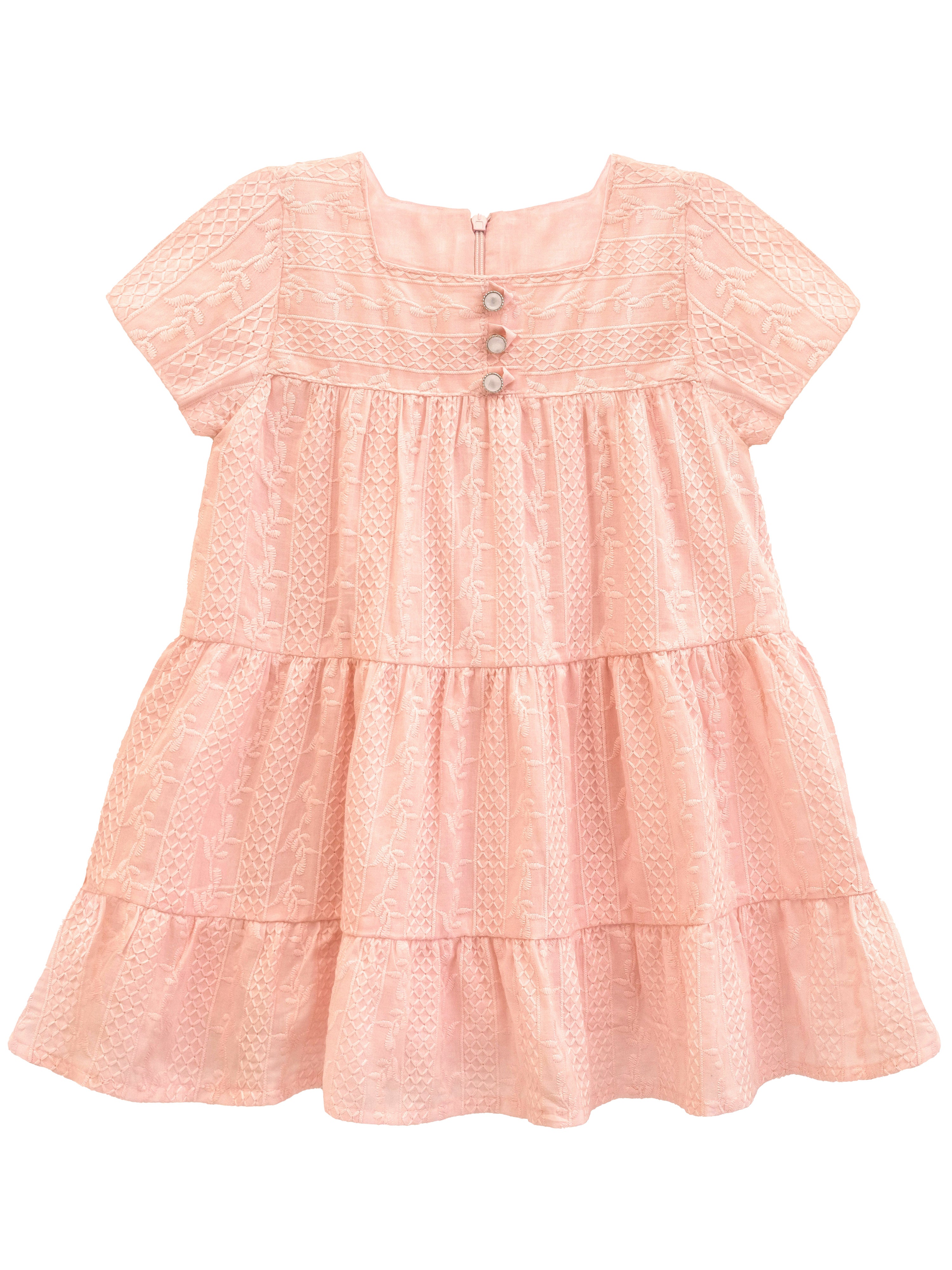 Squareneck cotton girls dress with flower embroidery; perfect for baby clothes & Christmas gift ideas 