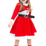 Little Girls' Christmas Dress with Red Hat and Belt