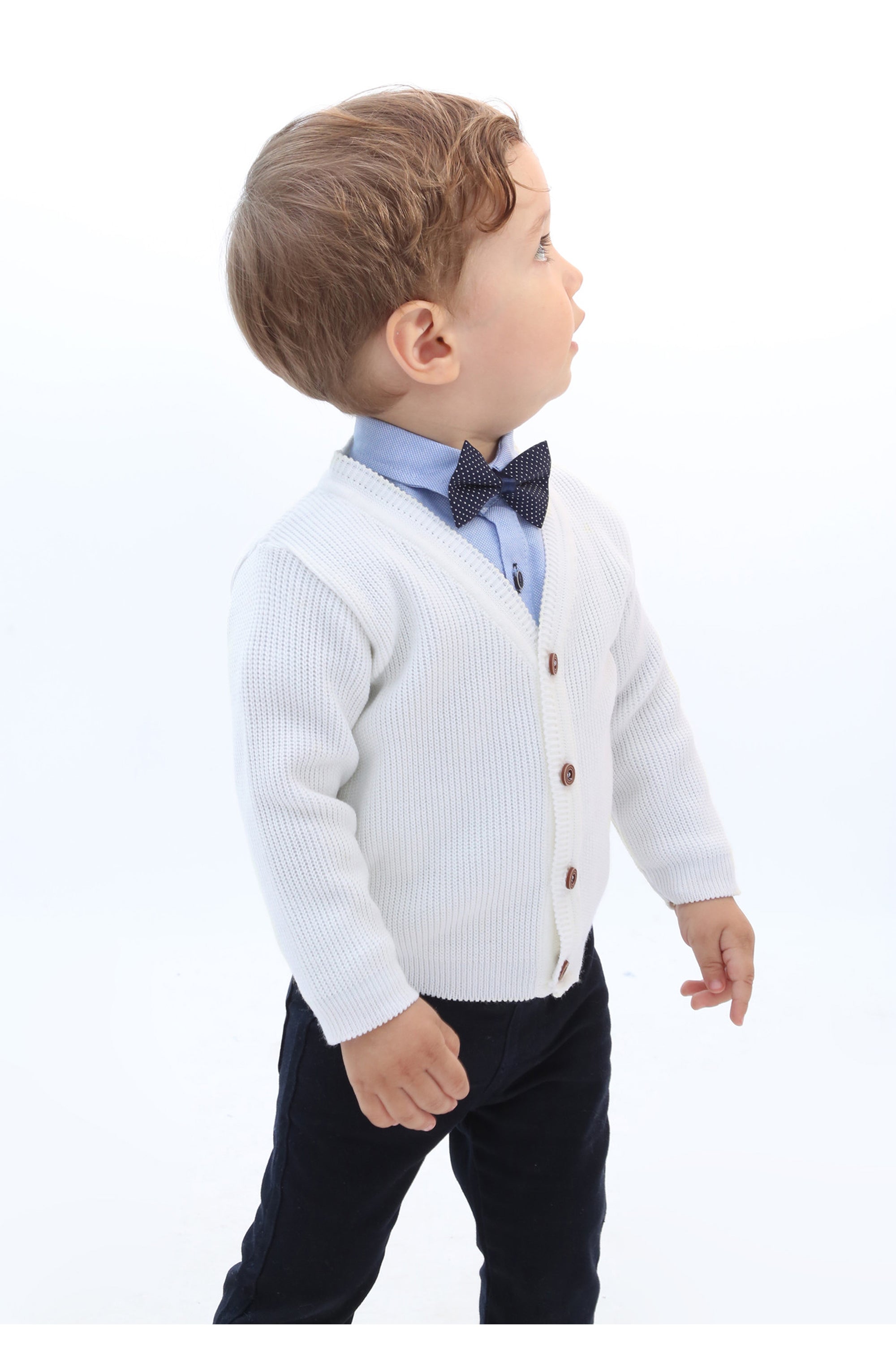 Classic Knit V-Neck Cardigan Sweater for Baby & Toddler Boys with Long Sleeves OZAK TRIKO (MUSTAFA CENGIZ OZBOZ )