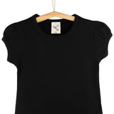 Girls' Basic Cotton T-Shirt  Short Puff Sleeve Crewneck / 8 to 10