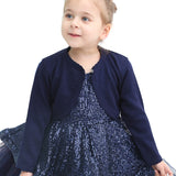 Little Girls' Bolero Shrug Long Sleeve One Button Knit