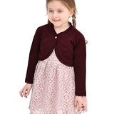 Girls Knit Lace Detailed Buttoned Bolero Cardigan