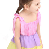 Little Girls' Layered Colorful Dress, Soft Cotton Summer Dress