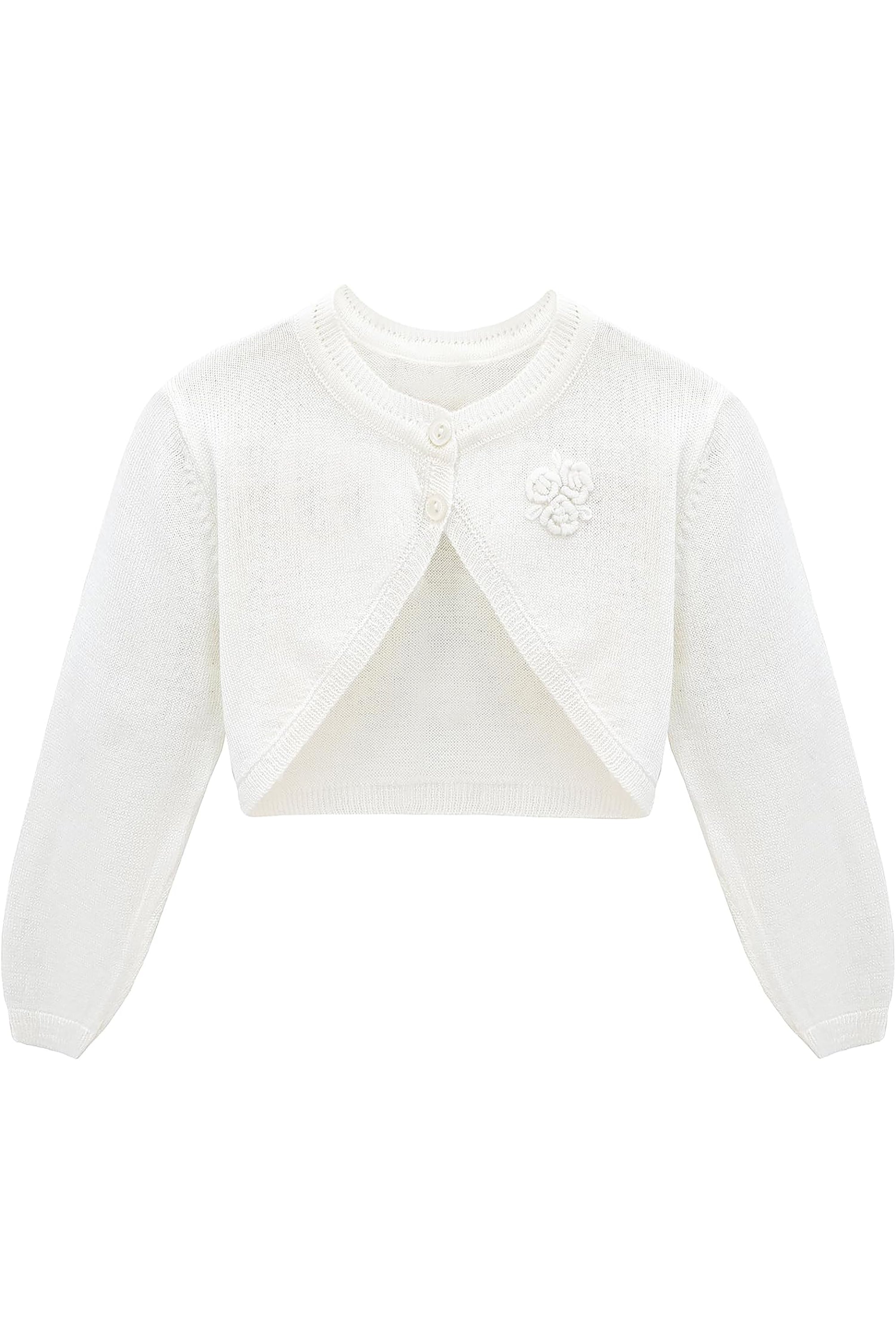 Baby Girls' Button-Up Cardigan Shrug - Long Sleeve Bolero Sweater LILAX