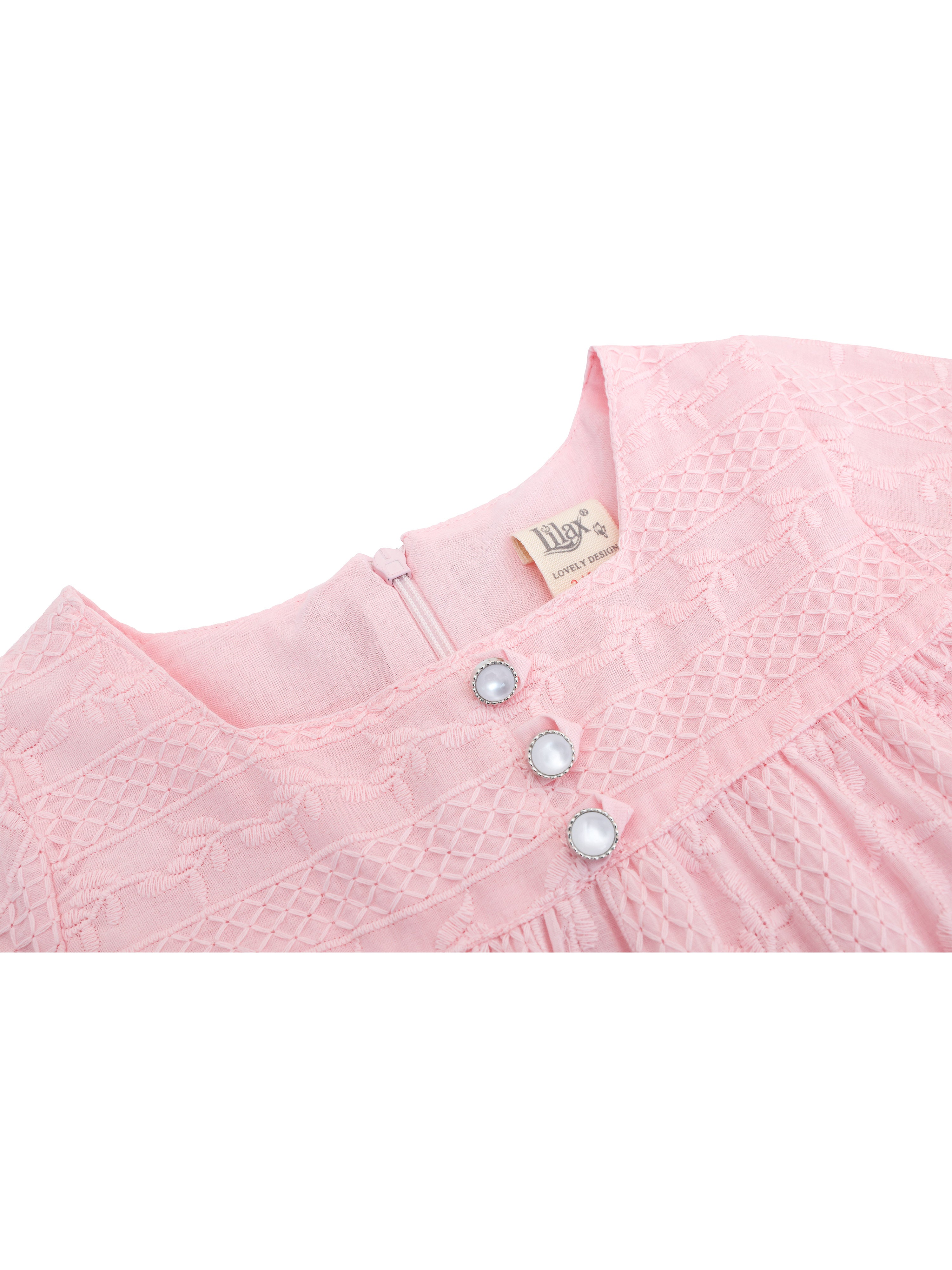 Squareneck cotton girls dress with flower embroidery; perfect for baby clothes & Christmas gift ideas 