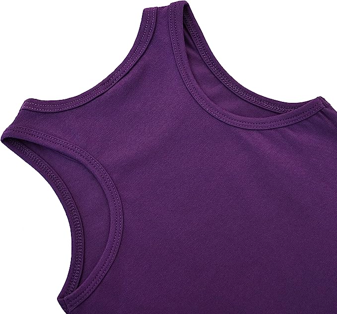 Girls' Soft Solid Cotton Blend Racerback Tank Top / 11-12 Years LILAX