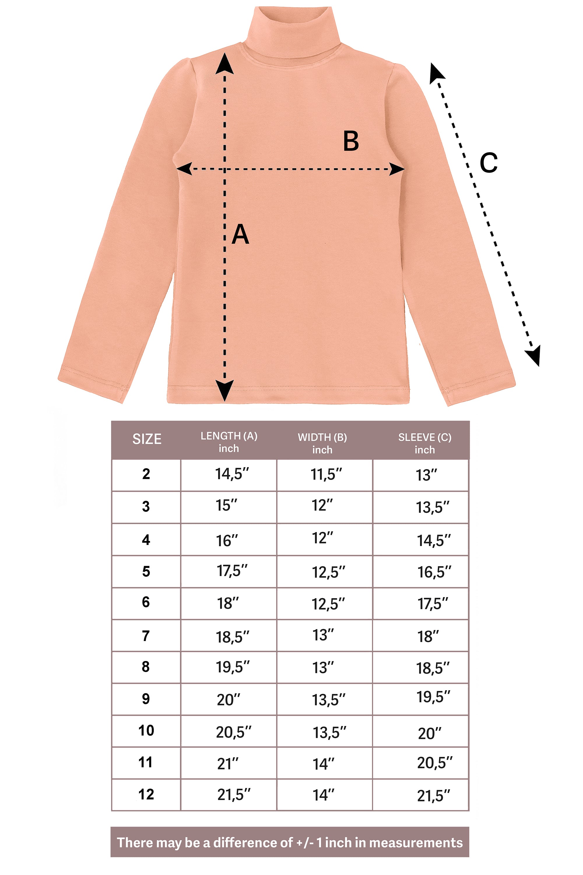 Girls' Solid Cotton Shirt Basic Long Sleeve Turtleneck T-Shirt / Toddler LILAX