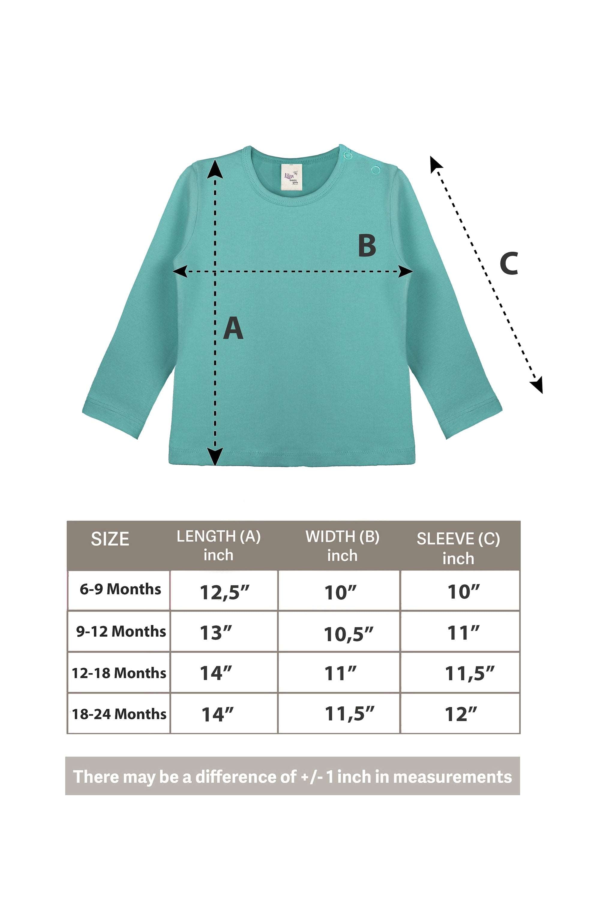 Baby Girls' Basic Long Sleeve Round Neck T-Shirt / 6 to 12 Months LILAX