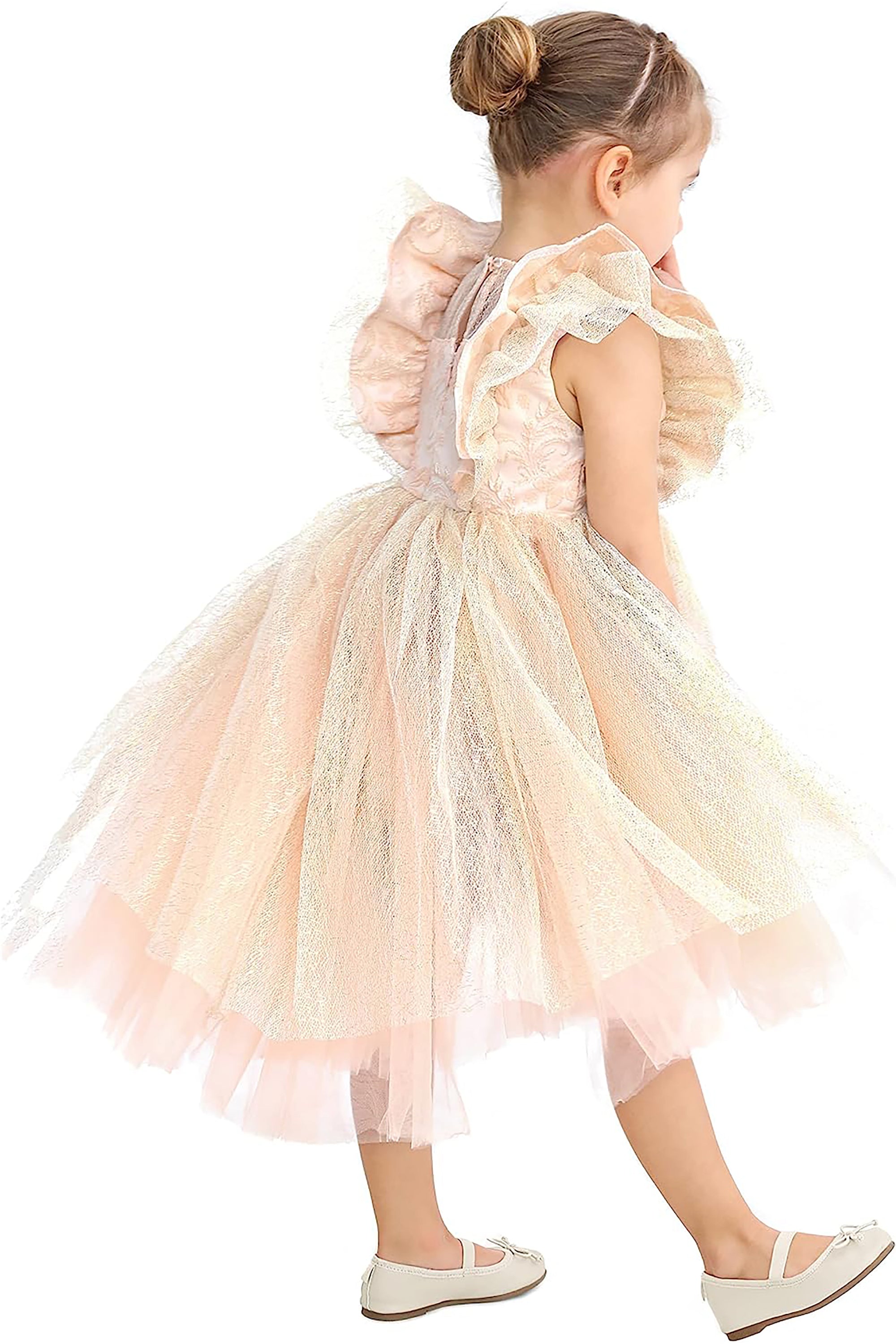 Baby girl dress with tulle skirt and ruffle sleeves; perfect for baby girl clothes & christmas gift ideas