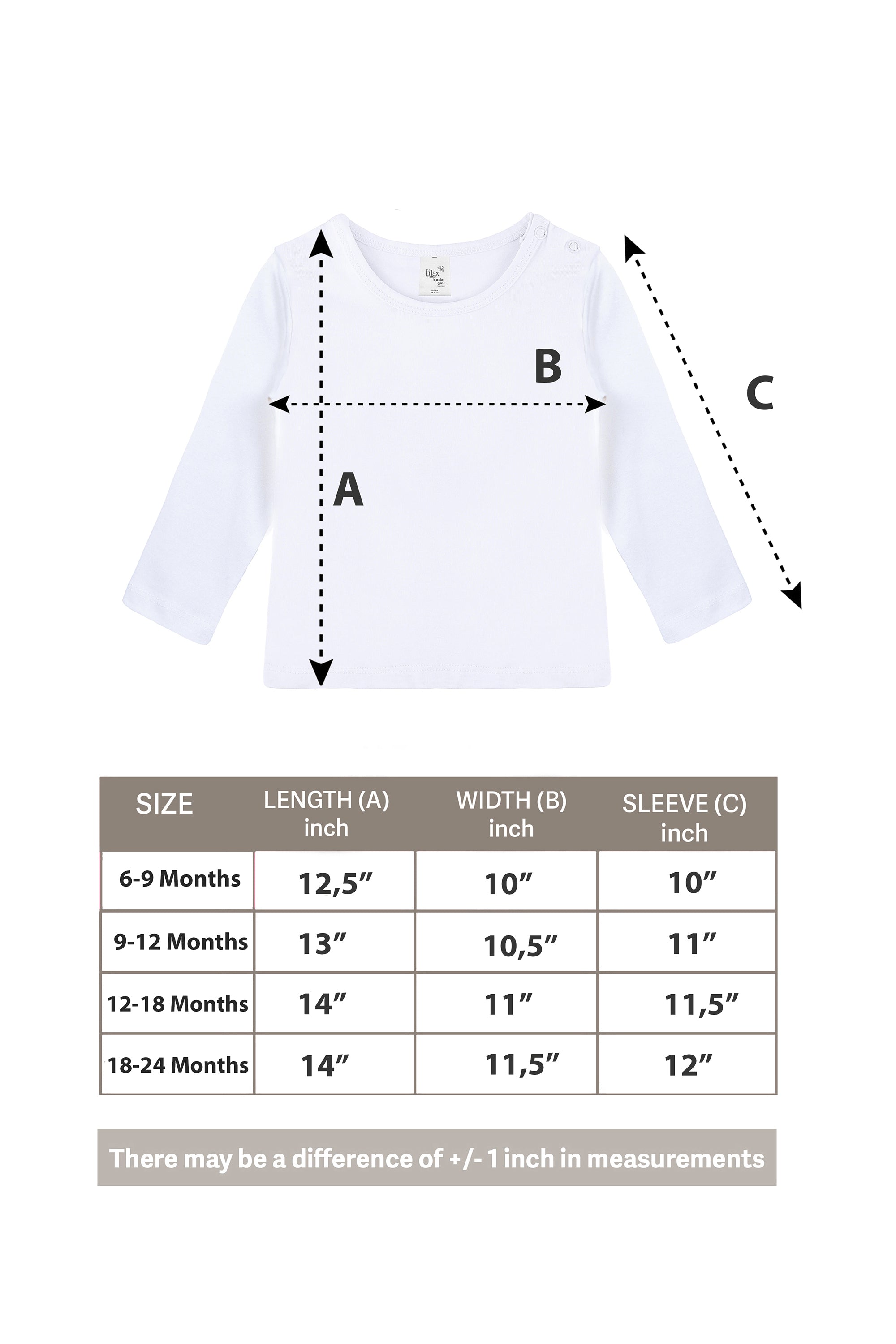 Baby Girls' Basic Long Sleeve Round Neck T-Shirt / 6 to 12 Months LILAX