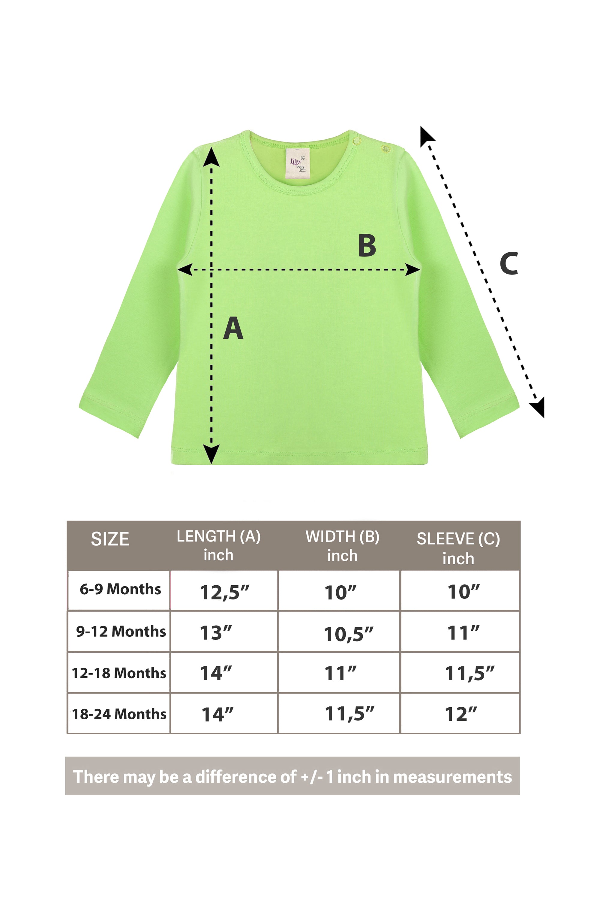 Baby Girls' Basic Long Sleeve Round Neck T-Shirt / 6 to 12 Months LILAX