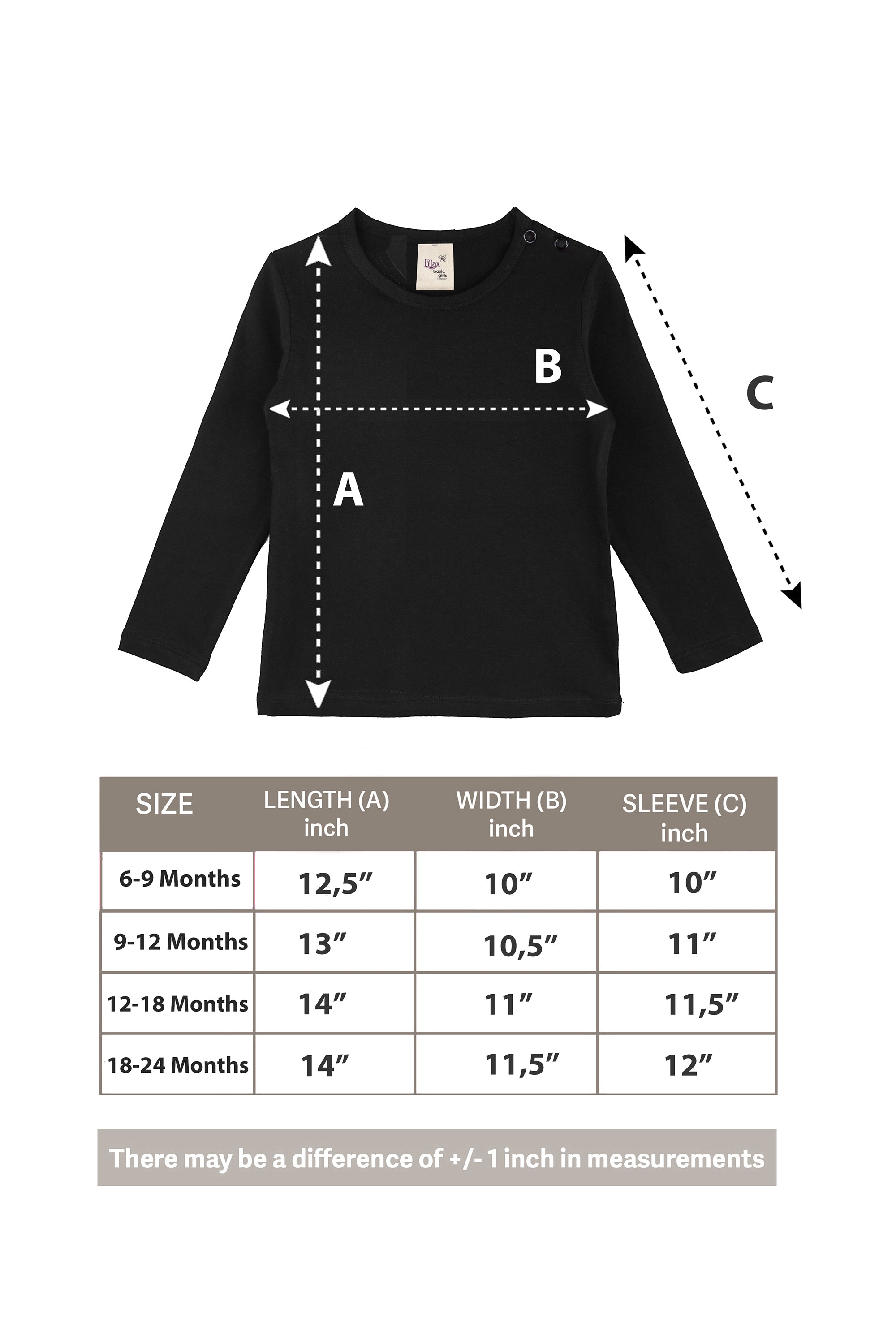 Baby Girls' Basic Long Sleeve Round Neck T-Shirt / 6 to 12 Months LILAX