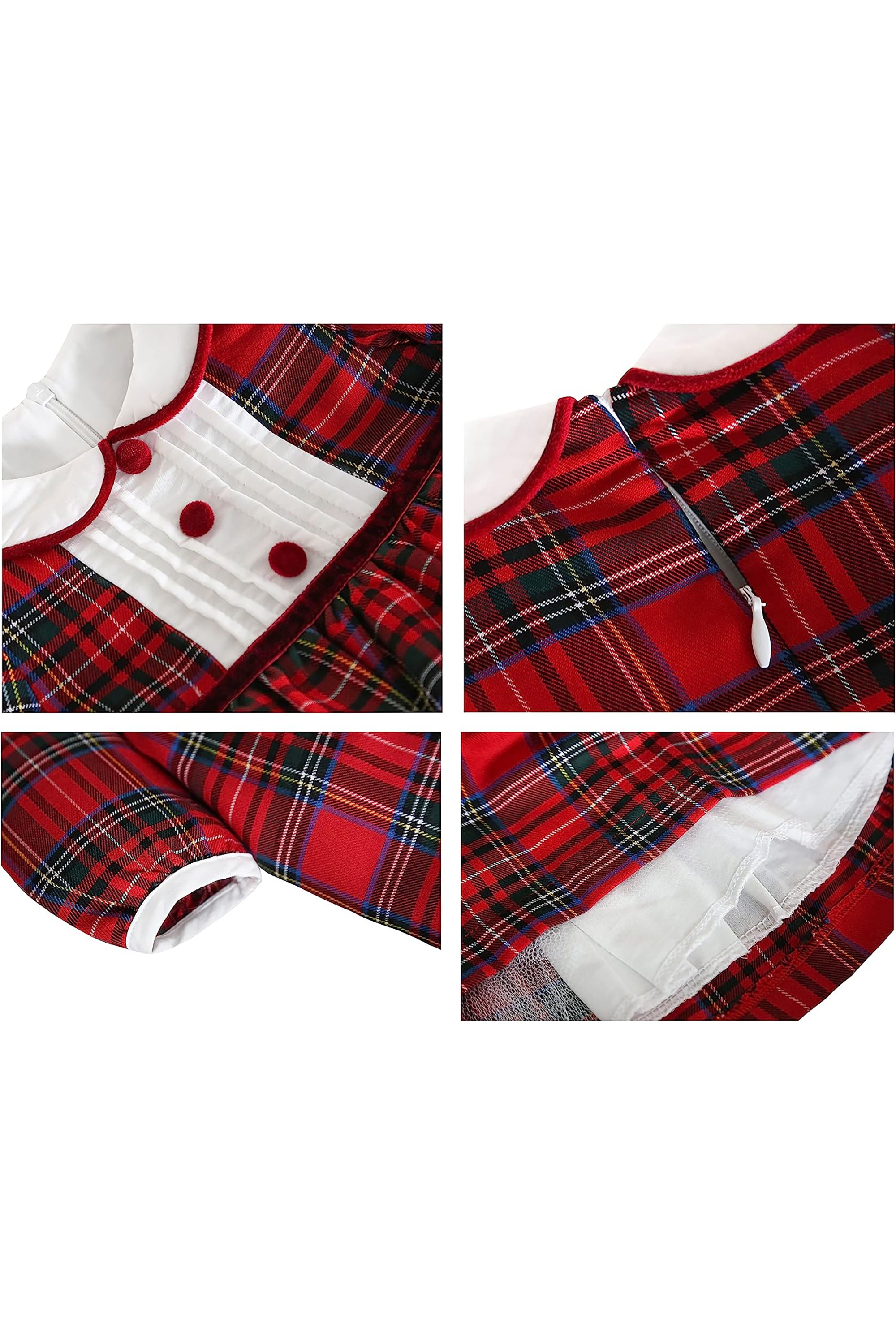 Baby Girls' Plaid Dress Set, Holiday Outfit with Elastic Flower Headband LILAX