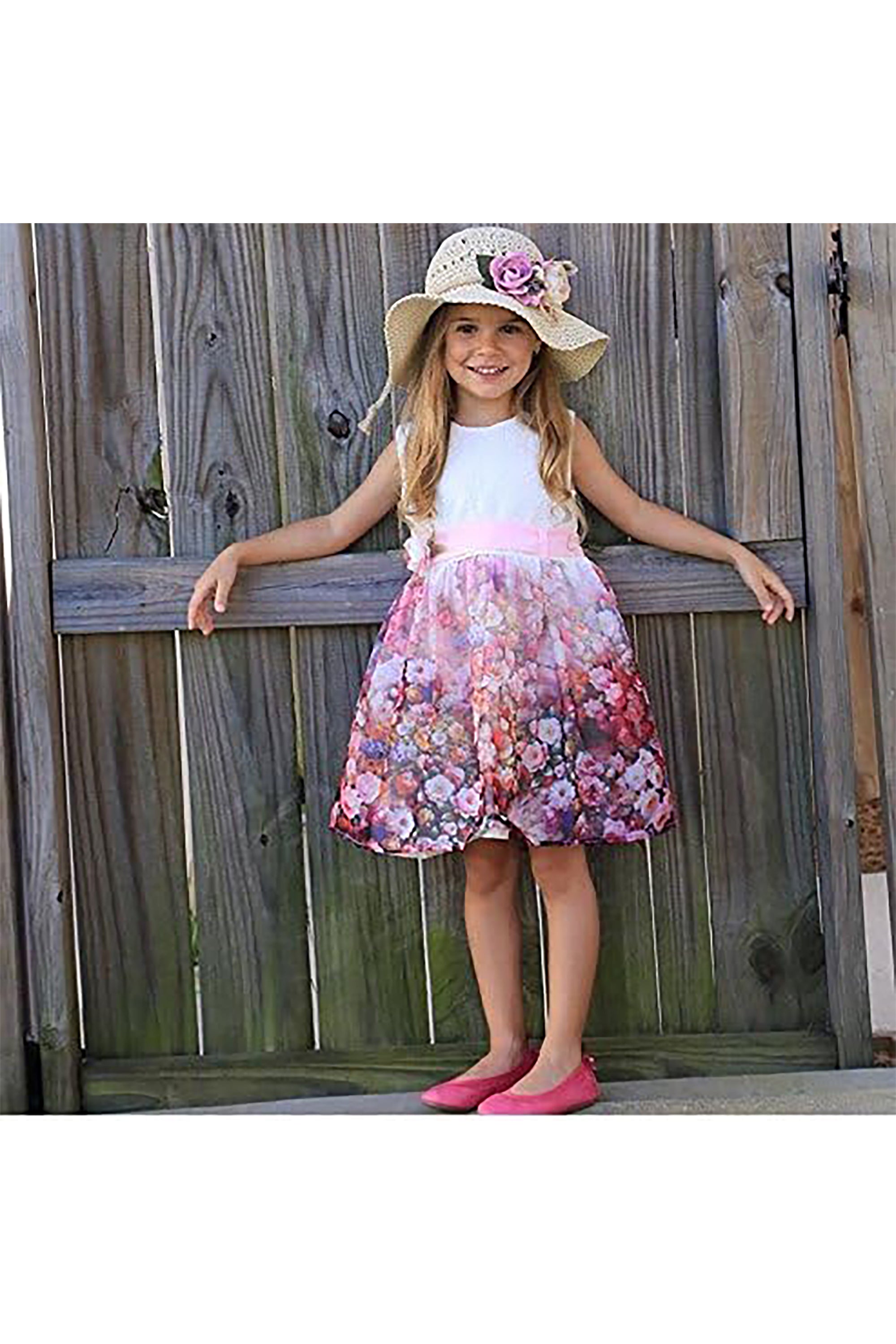 Little Girls' Floral Sleeveless Dress - Cotton Lining Sundress LILAX