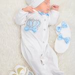 Gift Set for Newborn Baby Boy with Crown Jewels Layette 4 Piece LILAX