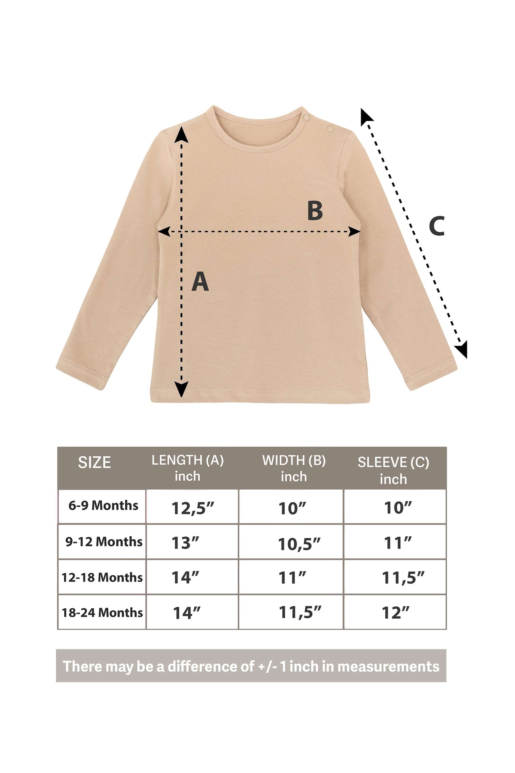 Baby Girls' Basic Long Sleeve Round Neck T-Shirt / 12 to 24 Months