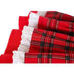 Plaid cotton baby girl clothes with ruffle and lace details and bows; perfect girls Christmas dress & Christmas gift ideas  