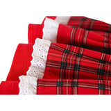 Plaid cotton baby girl clothes with ruffle and lace details and bows; perfect girls Christmas dress & Christmas gift ideas  