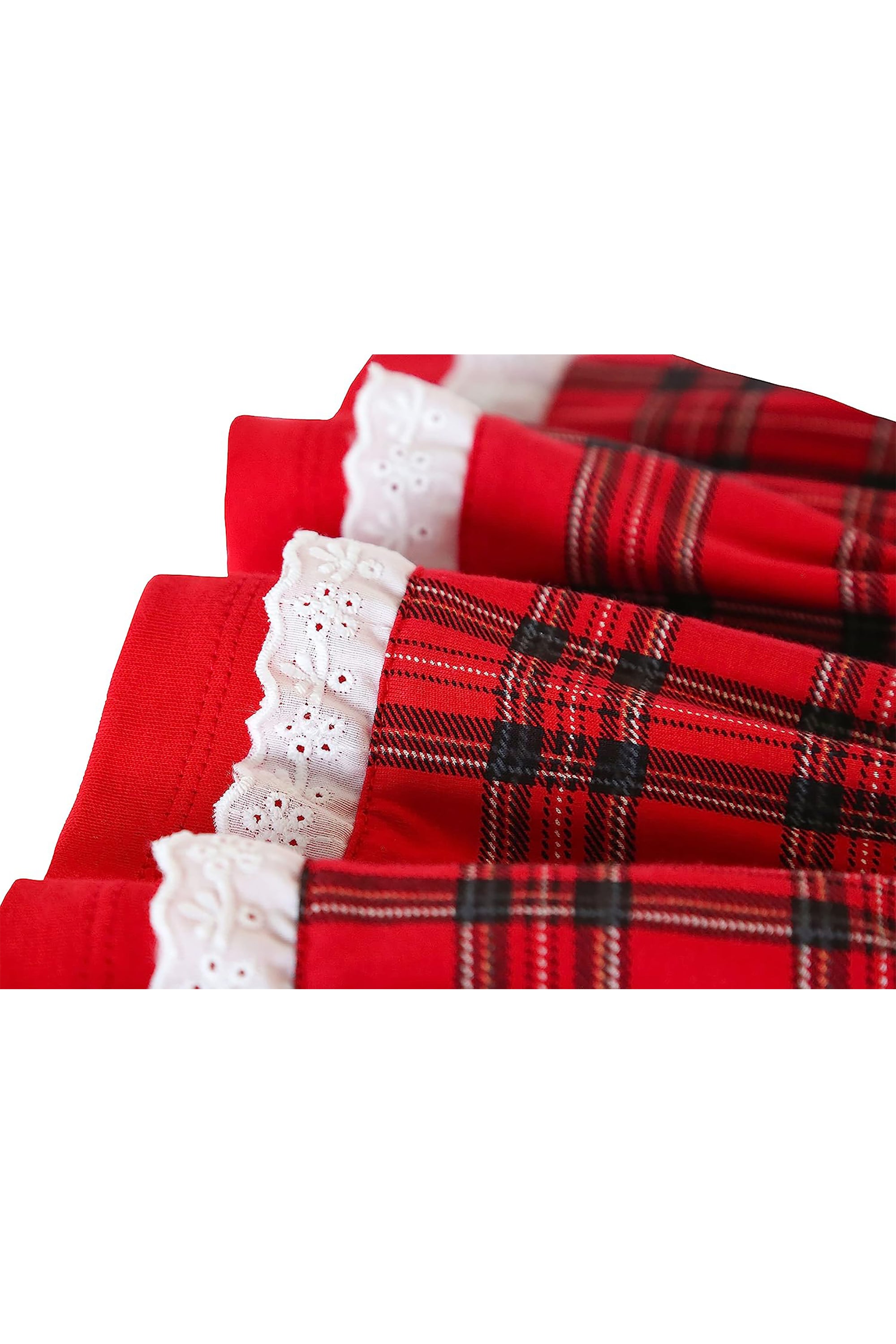 Plaid cotton baby girl clothes with ruffle and lace details and bows; perfect girls Christmas dress & Christmas gift ideas  