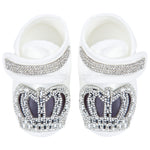 Jeweled crown newborn layette with footie, hat, mittens with bows, & shoes; perfect for Christmas gift ideas