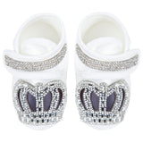 Jeweled crown newborn layette with footie, hat, mittens with bows, & shoes; perfect for Christmas gift ideas