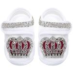 Jeweled crown newborn layette with footie, hat, mittens with bows; perfect christmas pajamas and christmas gift ideas