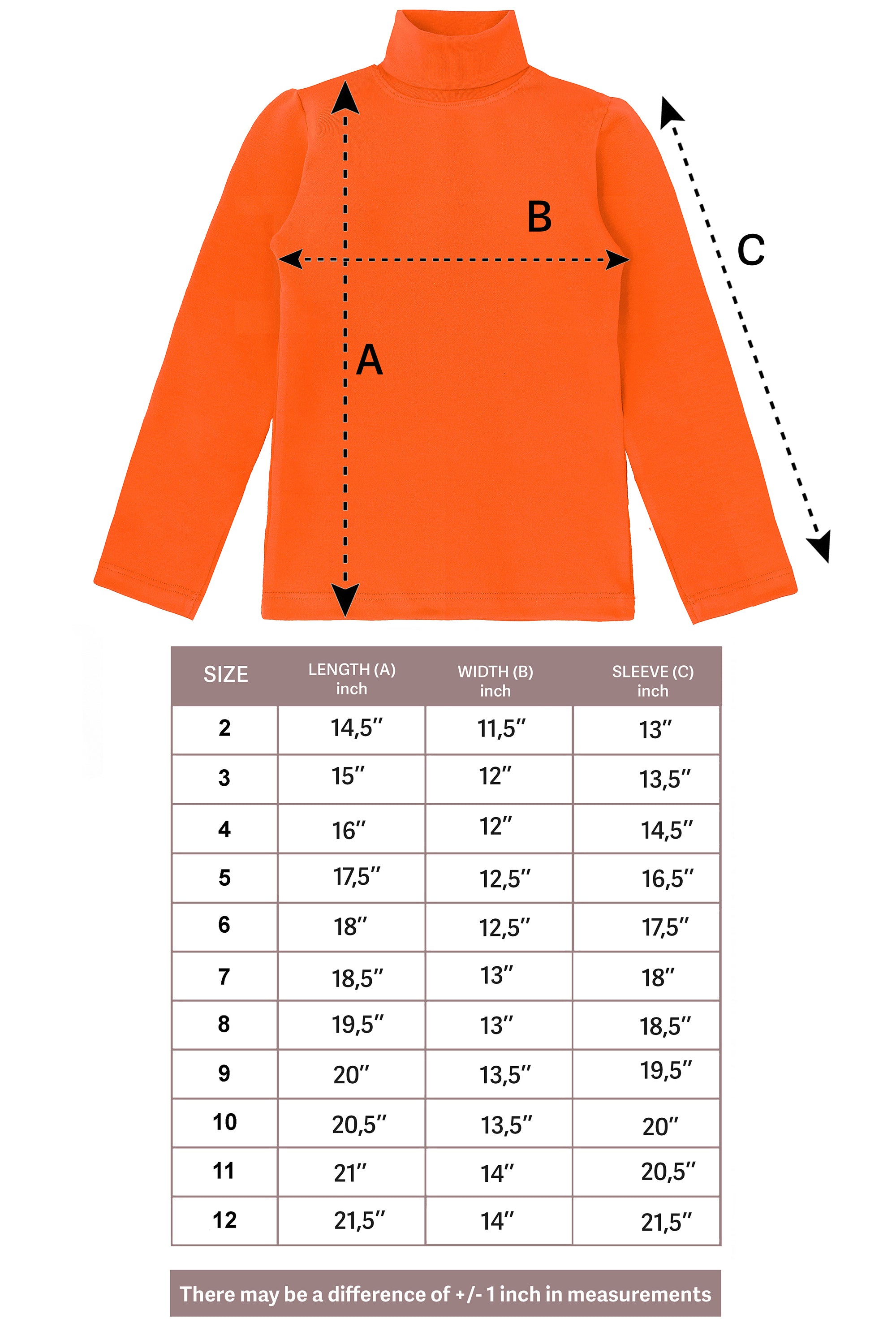 Girls' Solid Cotton Shirt Basic Long Sleeve Turtleneck T-Shirt / 9 to 12 Years LILAX